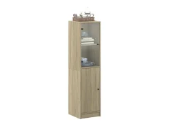 Aparador con puerta de vidrio roble Sonoma 35x37x142 cm ES749866