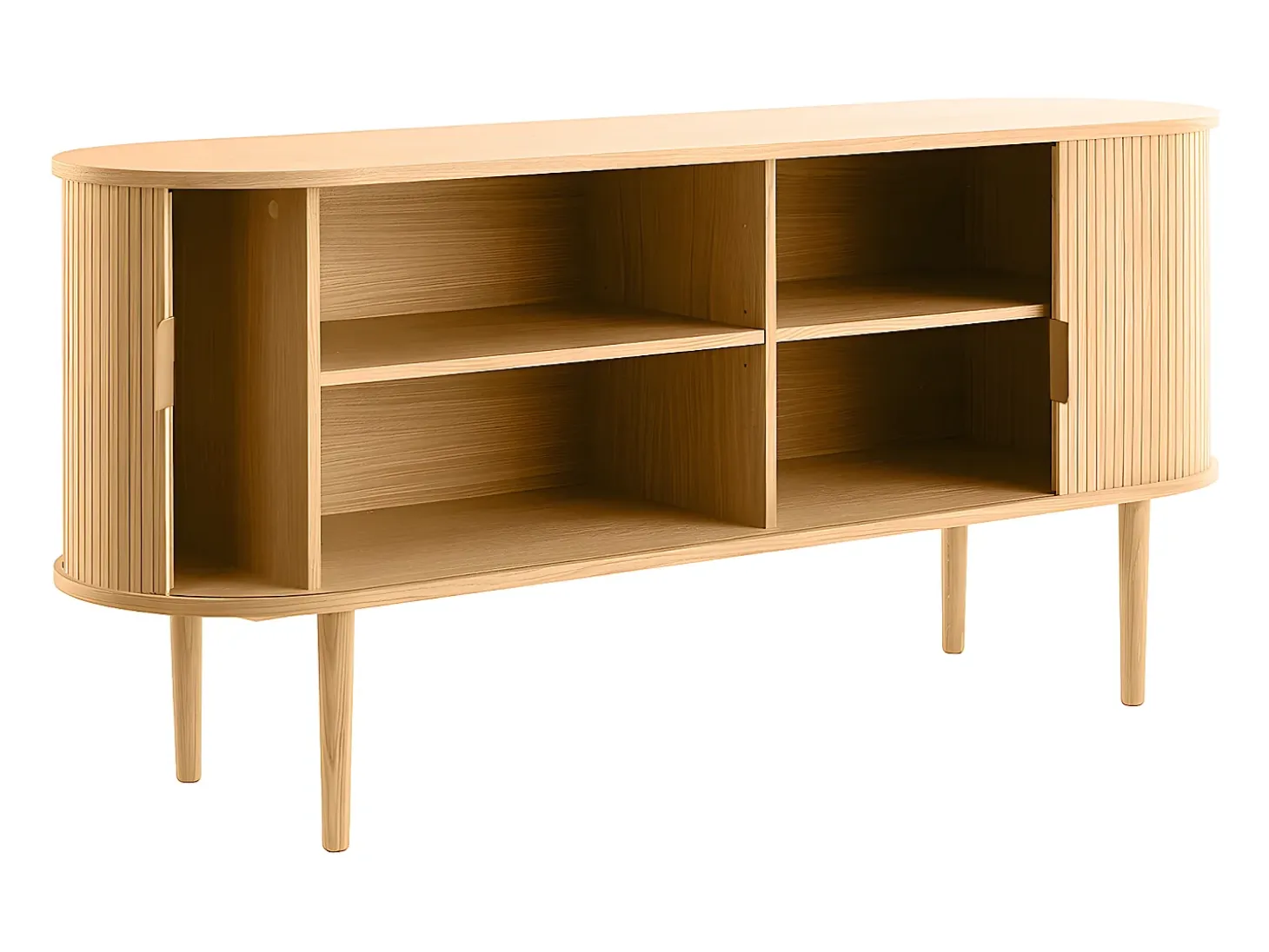 Aparador con puertas correderas de contrachapado de roble y roble macizo 160 cm EPIC