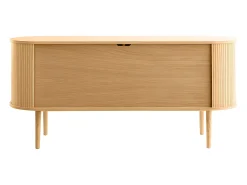 Aparador con puertas correderas de contrachapado de roble y roble macizo 160 cm EPIC