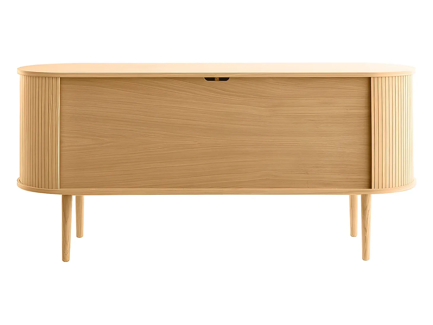 Aparador con puertas correderas de contrachapado de roble y roble macizo 160 cm EPIC