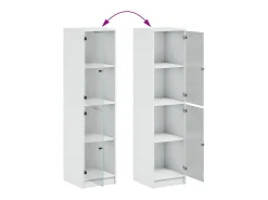 Aparador con puertas de cristal blanco 35x37x142 cm