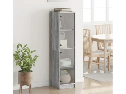 Aparador con puertas de cristal Sonoma Grey 35x37x142 cm