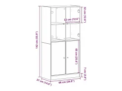 Aparador con puertas de roble negro 68x37x142 cm en madera de ingeniería