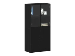 Aparador con puertas de roble negro 68x37x142 cm en madera de ingeniería