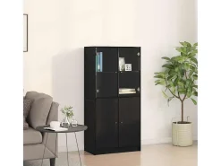 Aparador con puertas de roble negro 68x37x142 cm en madera de ingeniería
