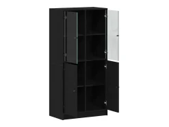 Aparador con puertas de roble negro 68x37x142 cm en madera de ingeniería