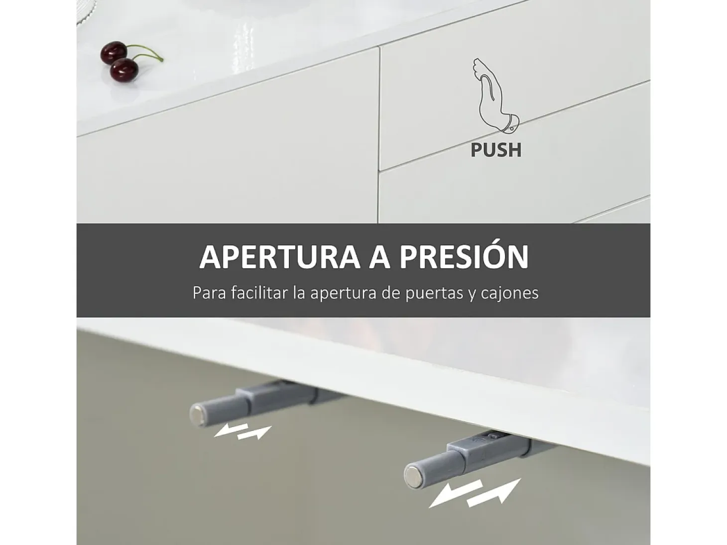 Aparador Conil Homcom 3 puertas + 2 cajones blanco 74x117x36 cm