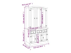 Aparador Corona madera maciza de pino blanco 112x43x196 cm