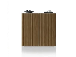 Aparador Coste con 2 puertas efecto canneté blanco mate y madera clara 120x43x126 cm