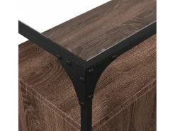 Aparador cristal y madera ingeniería marrón roble 98x35x81 cm