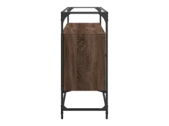 Aparador cristal y madera ingeniería marrón roble 98x35x81 cm