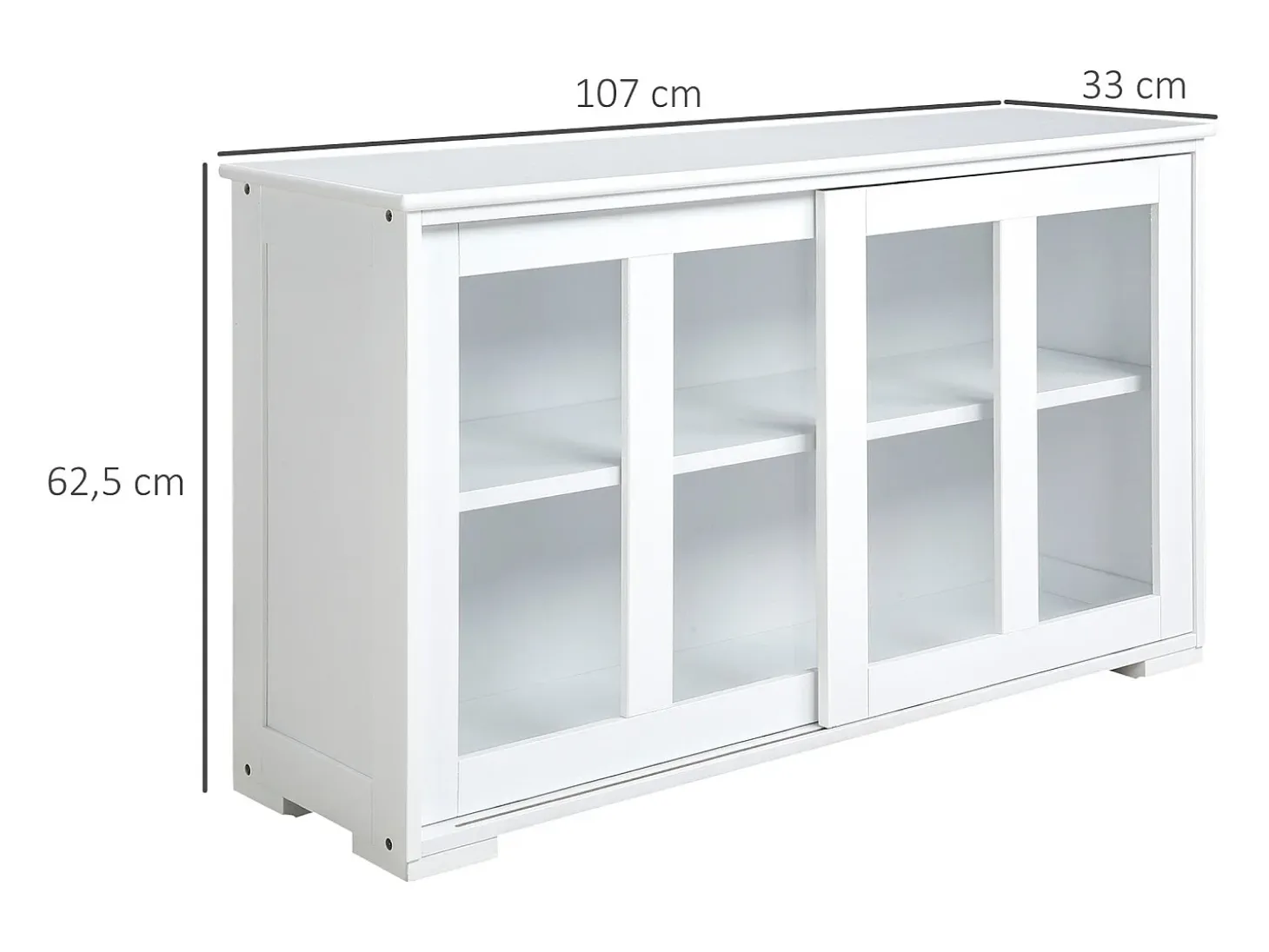 Aparador Cuarzo Homcom 2 puertas corredizas blanco 62,5x107x33 cm