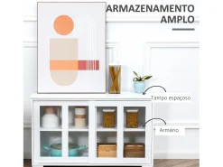 Aparador Cuarzo Homcom 2 puertas corredizas blanco 62,5x107x33 cm