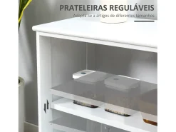 Aparador Cuarzo Homcom 2 puertas corredizas blanco 62,5x107x33 cm