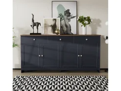 Aparador de 160 cm con 3 cajones y 4 puertas, tablero con veta de madera