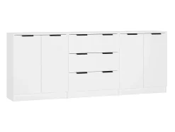 Aparador de 3 piezas madera contrachapada blanco ES99382