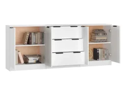 Aparador de 3 piezas madera contrachapada blanco ES99382
