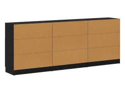 Aparador de 3 piezas Roble negro 60 x 30 x 70 cm Madera de ingeniería