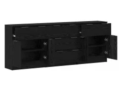 Aparador de 3 piezas Roble negro 60 x 30 x 70 cm Madera de ingeniería