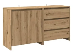 Aparador de 2 piezas, roble hecho a mano, madera de ingeniería
