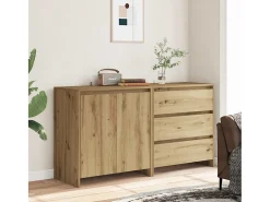 Aparador de 2 piezas, roble hecho a mano, madera de ingeniería