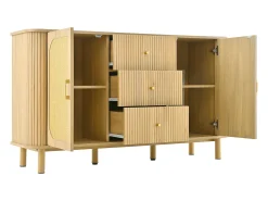 Aparador de 2 puertas - Aparador de 3 cajones con patas de metal - madera - para salón y comedor