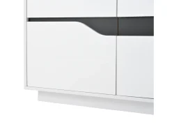Aparador de 3 puertas - Mueble de comedor con 5 divisores regulables - blanco + negro