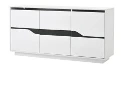 Aparador de 3 puertas - Mueble de comedor con 5 divisores regulables - blanco + negro