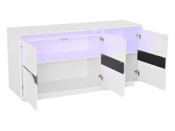 Aparador de 3 puertas - Mueble de comedor con 5 divisores regulables - blanco + negro
