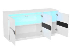 Aparador de 3 puertas - Mueble de comedor con 5 divisores regulables - blanco + negro