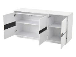 Aparador de 3 puertas - Mueble de comedor con 5 divisores regulables - blanco + negro