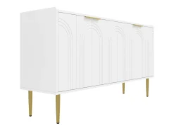 Aparador de 4 puertas - Patas metálicas doradas - Blanco 140x38x75cm