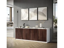 Aparador de 4 puertas BUDAPEST blanco/roble río