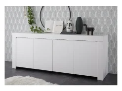 Aparador de 4 puertas, colección ZEFIR, color blanco mate, ideal para tu salón o comedor.