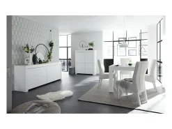 Aparador de 4 puertas, colección ZEFIR, color blanco mate, ideal para tu salón o comedor.