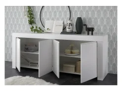 Aparador de 4 puertas, colección ZEFIR, color blanco mate, ideal para tu salón o comedor.