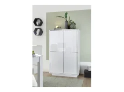 Aparador de 4 puertas, colección CREAM, color blanco lacado brillante, ideal para un comedor de diseño.