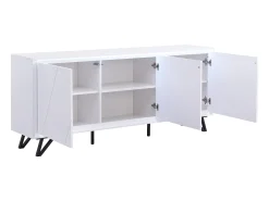 Aparador de 3 puertas con LEDs de MDF - Blanco lacado - SALIANO