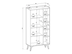 Aparador de 2 puertas con 5 estantes abiertos en madera laminada, 80x160 cm