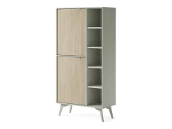 Aparador de 2 puertas con 5 estantes abiertos en madera laminada, 80x160 cm