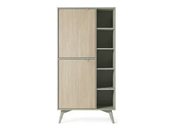 Aparador de 2 puertas con 5 estantes abiertos en madera laminada, 80x160 cm
