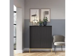 Aparador de 2 puertas con patas de metal dorado 104x125 cm
