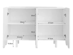Aparador de 4 puertas con puertas en forma de lágrima - Blanco