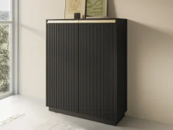 Aparador de 2 puertas en madera laminada negra 104x127 cm