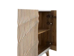 Aparador de 4 puertas patinado blanco de madera de mango