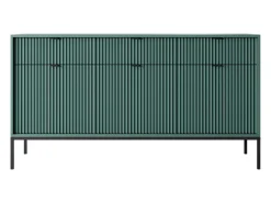 Aparador de 3 puertas y 3 cajones con patas de metal negro, 154x83 cm