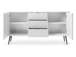 Aparador de 2 puertas y 3 cajones con patas de metal negro, 168x87 cm