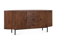 Aparador de 2 puertas y 3 cajones en madera de acacia y patas de metal