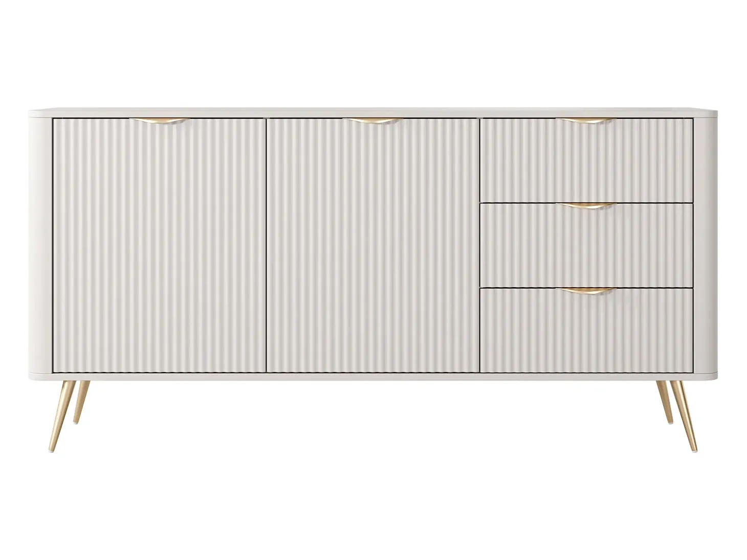 Aparador de 2 puertas y 3 cajones en MDF - Beige y dorado - ELONARIA de Pascal Morabito