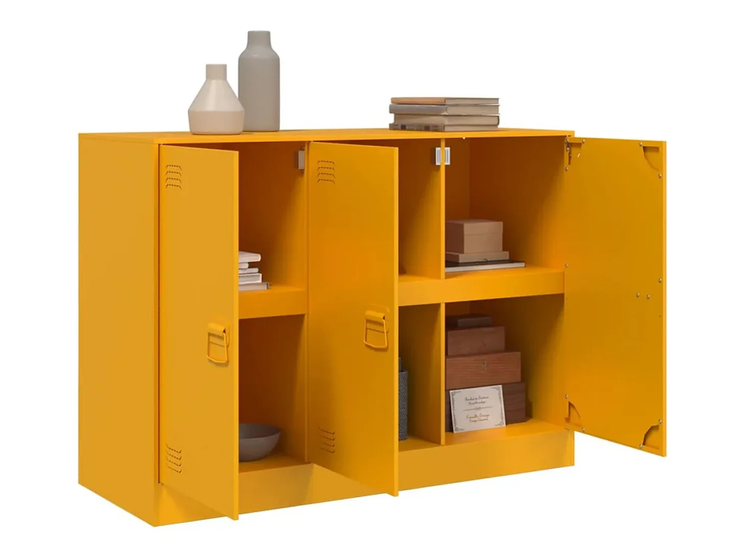 Aparador de acero amarillo mostaza 99x39x73 cm ES801925